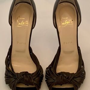 Christian Louboutin Brown Strappy Knot Heels